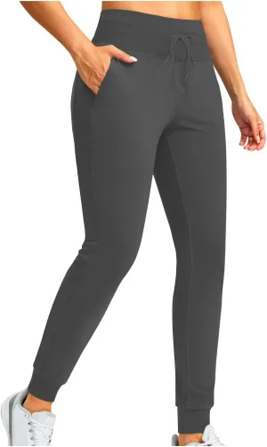Womens Fleece Lined Athletic Joggers High Waisted Winter Warm Thermal Sweatpants Workout Lounge Pants Pockets