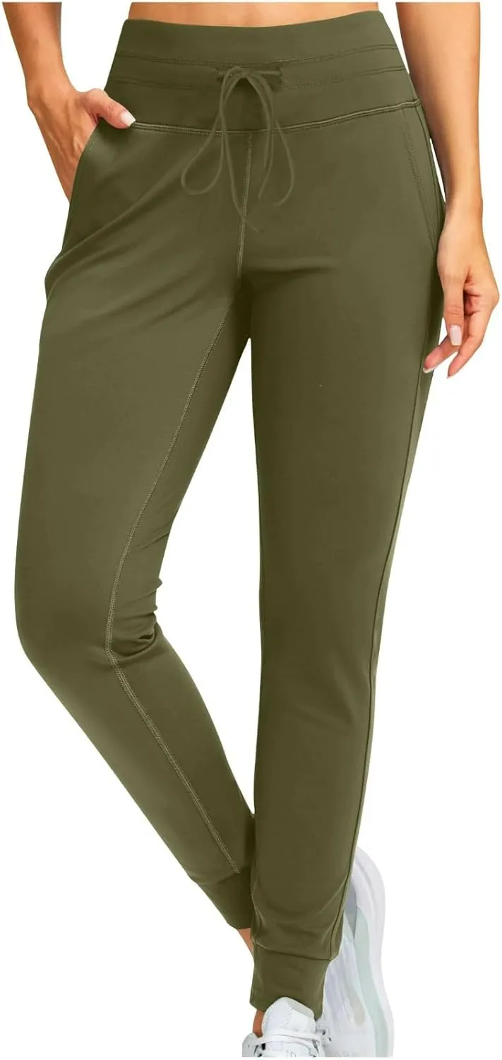 Womens Fleece Lined Athletic Joggers High Waisted Winter Warm Thermal Sweatpants Workout Lounge Pants Pockets