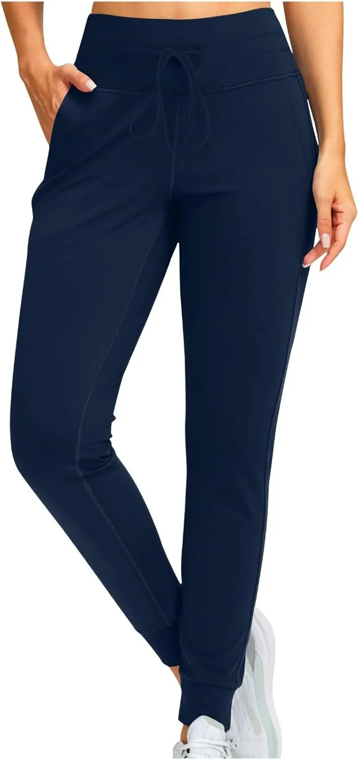 Womens Fleece Lined Athletic Joggers High Waisted Winter Warm Thermal Sweatpants Workout Lounge Pants Pockets