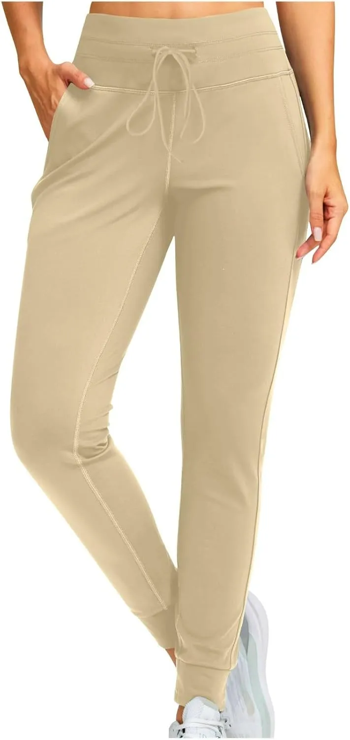 Womens Fleece Lined Athletic Joggers High Waisted Winter Warm Thermal Sweatpants Workout Lounge Pants Pockets
