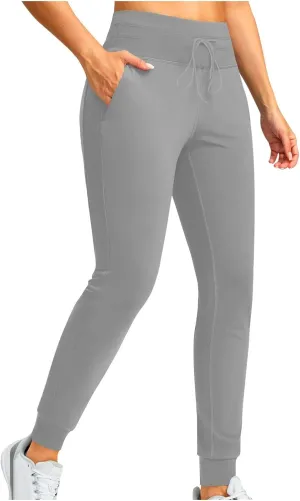 Womens Fleece Lined Athletic Joggers High Waisted Winter Warm Thermal Sweatpants Workout Lounge Pants Pockets