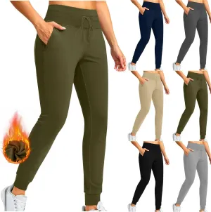 Womens Fleece Lined Athletic Joggers High Waisted Winter Warm Thermal Sweatpants Workout Lounge Pants Pockets