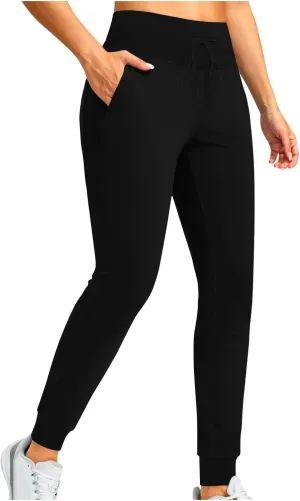 Womens Fleece Lined Athletic Joggers High Waisted Winter Warm Thermal Sweatpants Workout Lounge Pants Pockets