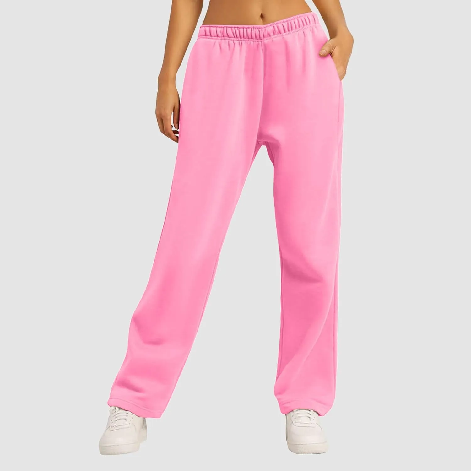 Women's Fleece Lined Wide Leg Sweatpants Baggy Tall Athletic Straight Leg Track Pants Cozy Yoga Loose Fit Solid 2025