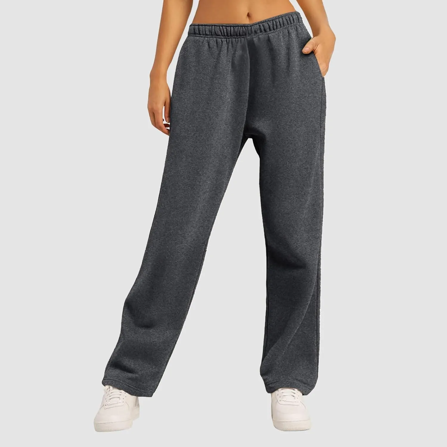 Women's Fleece Lined Wide Leg Sweatpants Baggy Tall Athletic Straight Leg Track Pants Cozy Yoga Loose Fit Solid 2025
