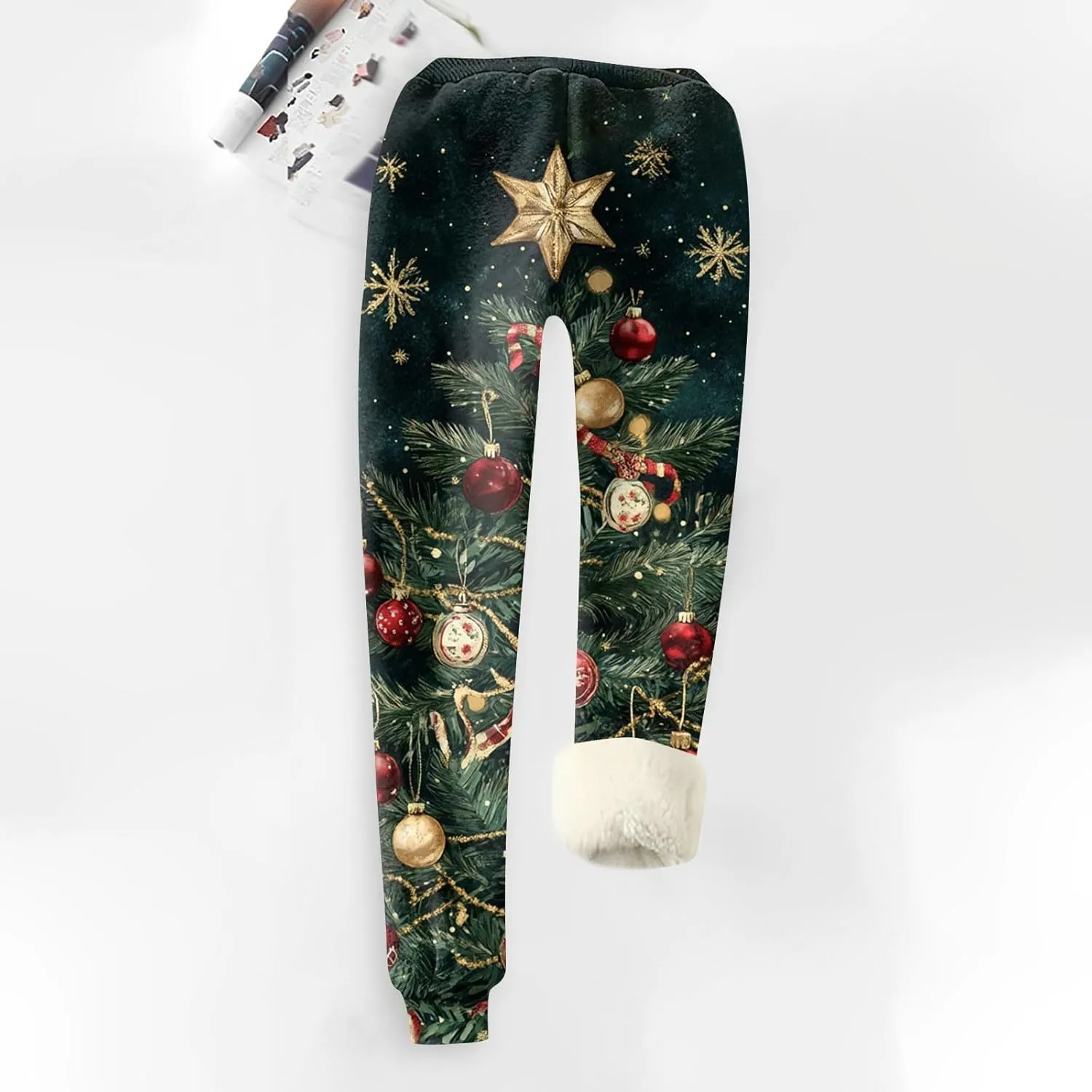 Womens Fleece Sweatpants Petite Length Winter Warm Christmas Joggers Pants Sherpa Lined Athletic Active Sweatpants