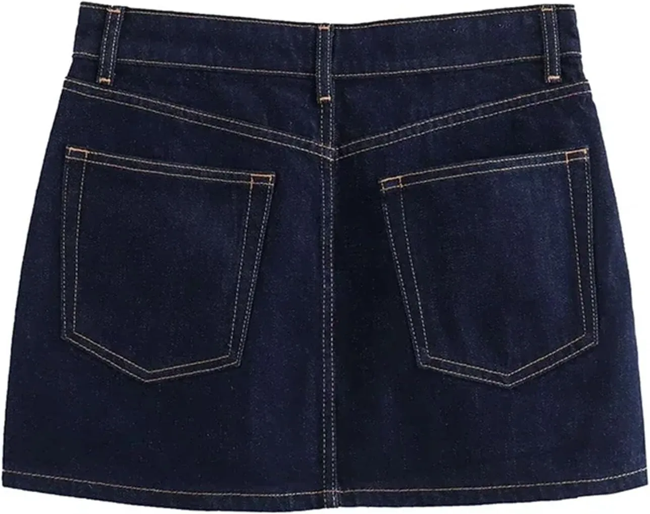 Women's Front Zipper A-Line Mini Jeans Skirts Vintage Mid Waist Chic Denim Skirts