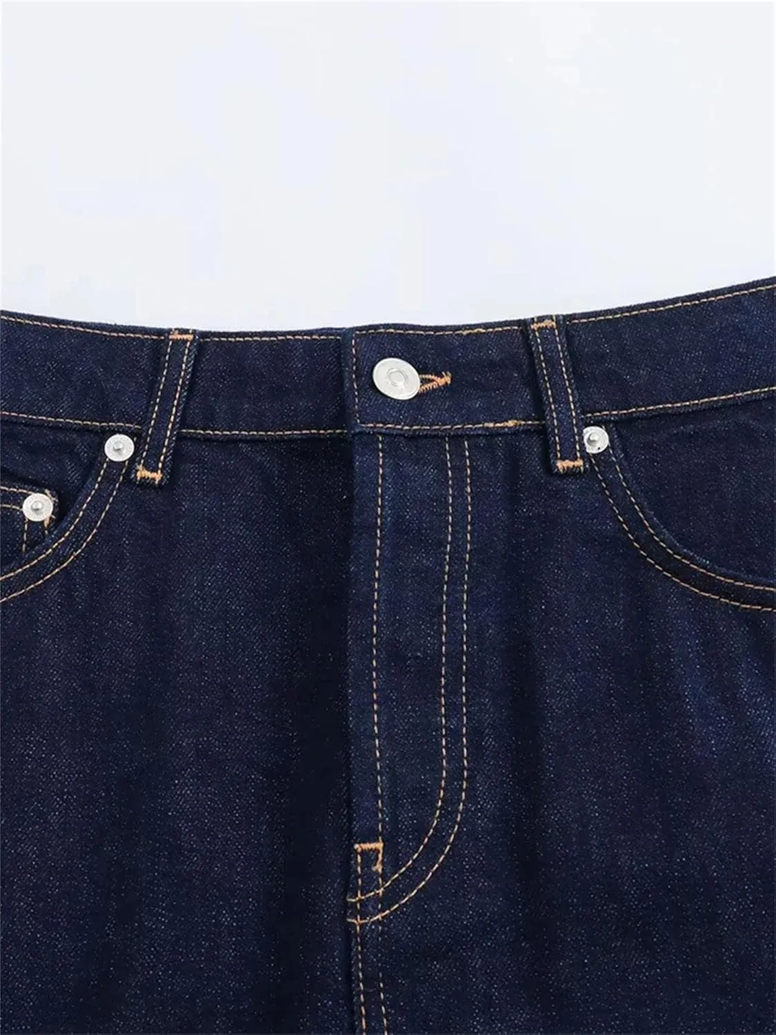 Women's Front Zipper A-Line Mini Jeans Skirts Vintage Mid Waist Chic Denim Skirts