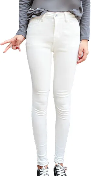 Women's High Waist Stretch Fit Cropped Pencil Jeans Pull-on Extra Classic Denim Jean Ankle Distressed Leggings