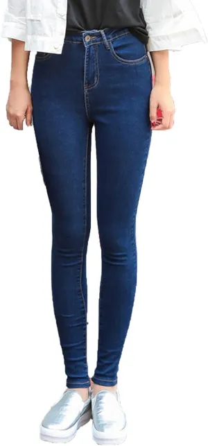 Women's High Waist Stretch Fit Cropped Pencil Jeans Pull-on Extra Classic Denim Jean Ankle Distressed Leggings