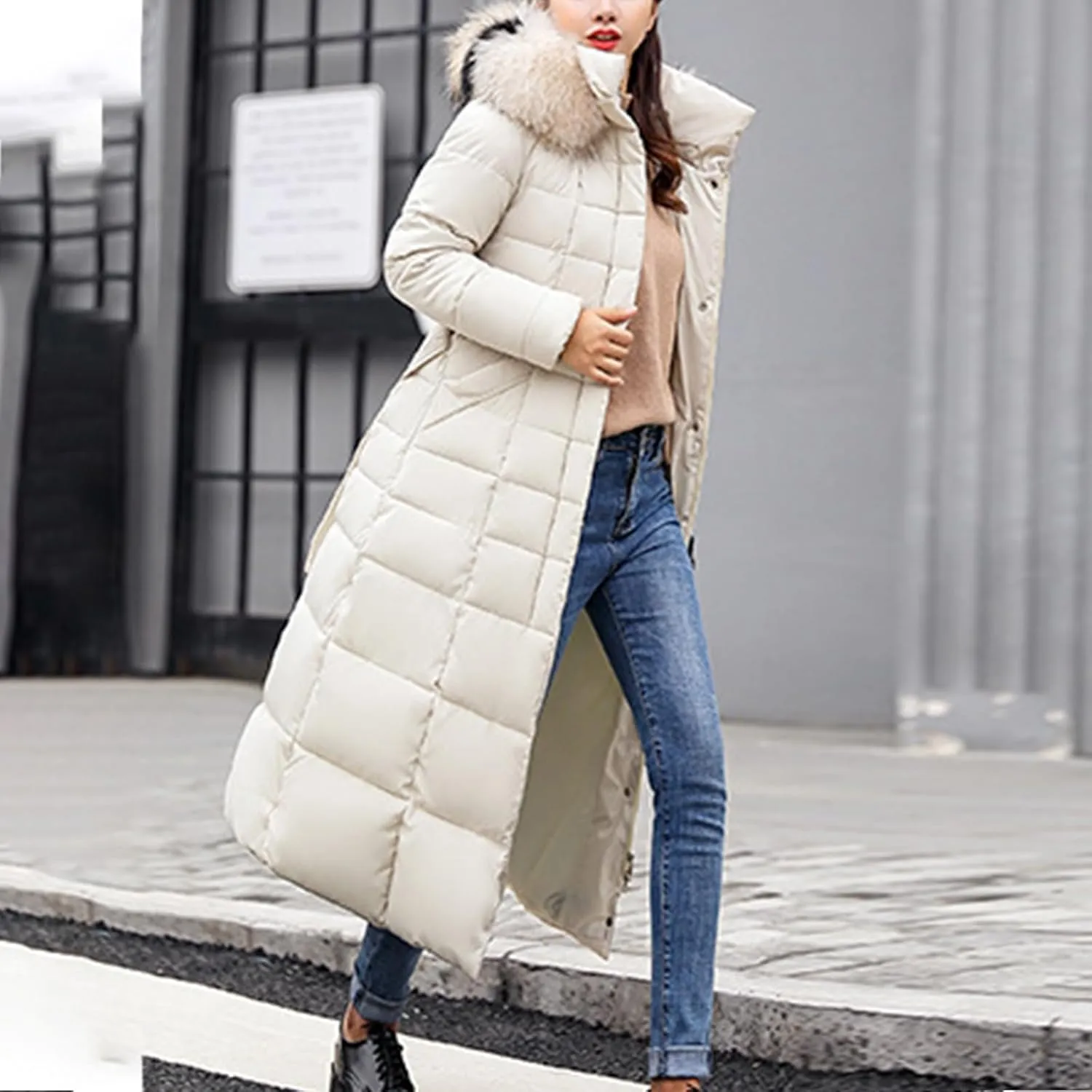 Women's Hooded Puffer Down Coat Long Winter Jacket with Hood Quilted Jacket Ladies Coats Womens Winter