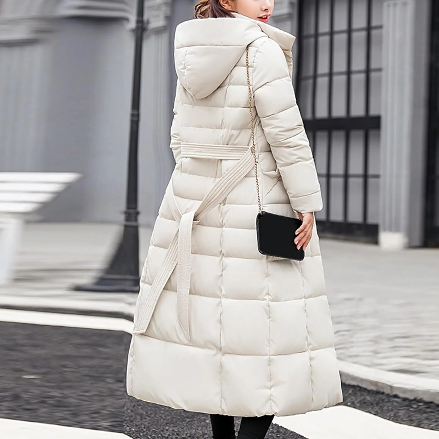 Women's Hooded Puffer Down Coat Long Winter Jacket with Hood Quilted Jacket Ladies Coats Womens Winter