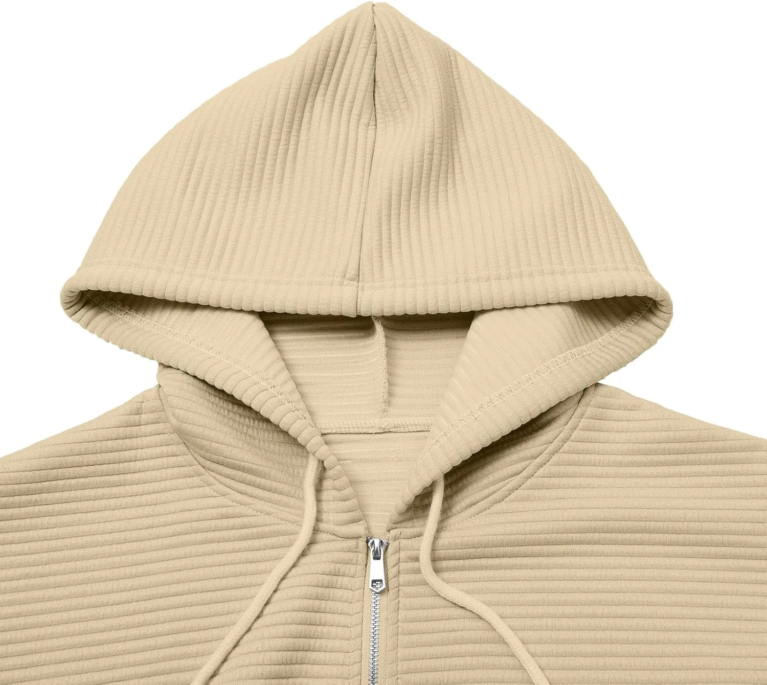 Womens Hoodies Zip Up Ribbed Knitted Fleece Sweatshirt Long Sleeve Oversized Sweaters with Pockets Fall Outfits 2024