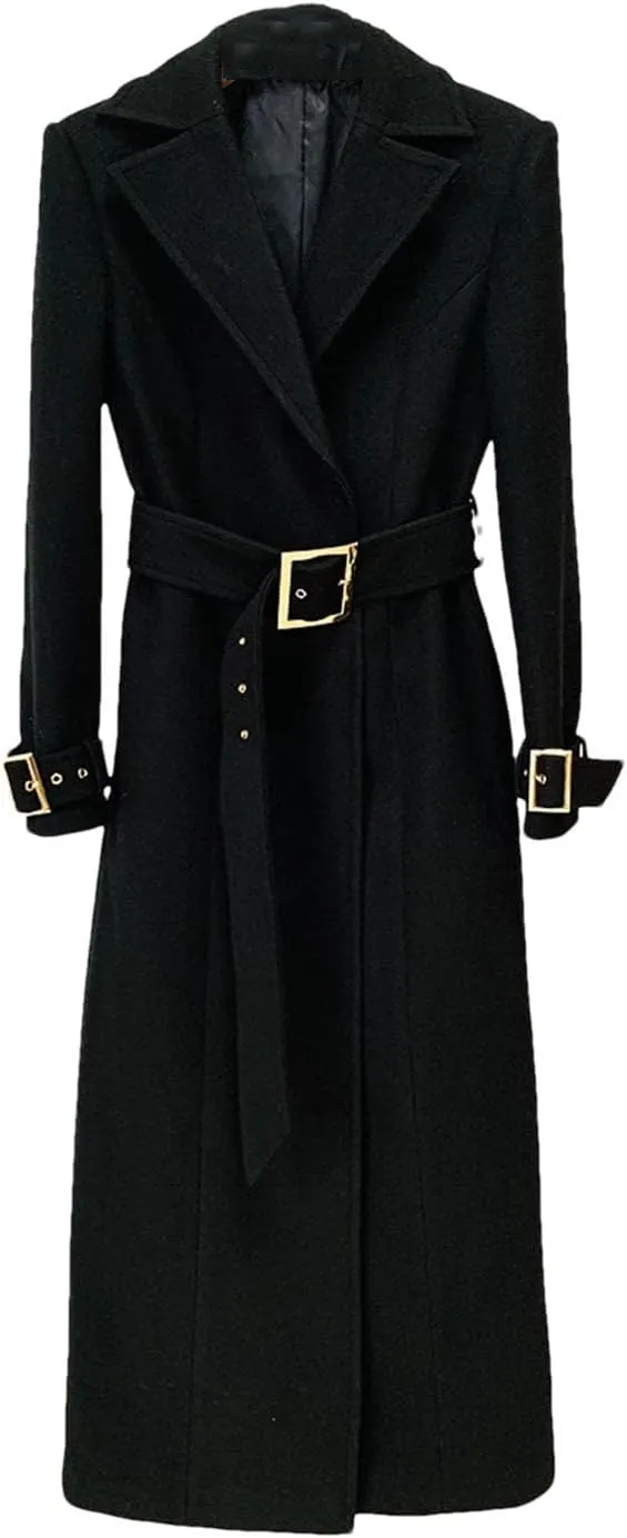 Women's Jacket Casual LApel Long Sleeve Wool Blend Windbreaker Jacket