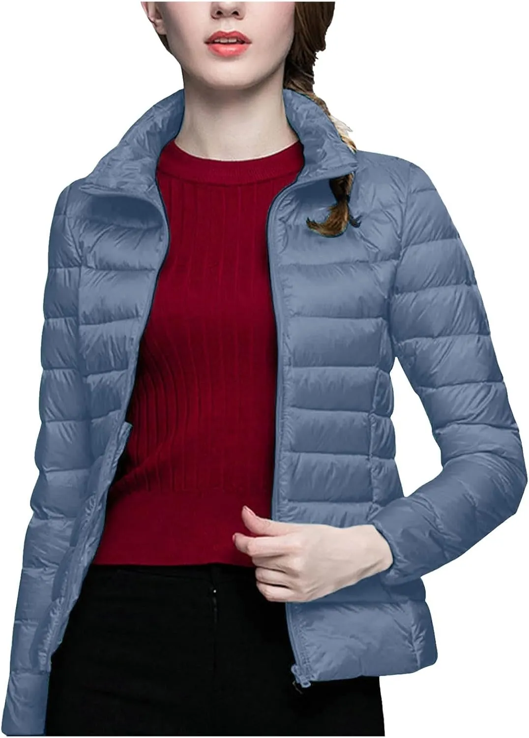 Womens Jackets Fall Packable Puffer Jacket Women Down Puffy Coat with Hood Zip Warm Bubble Coats Short 2024 Winter