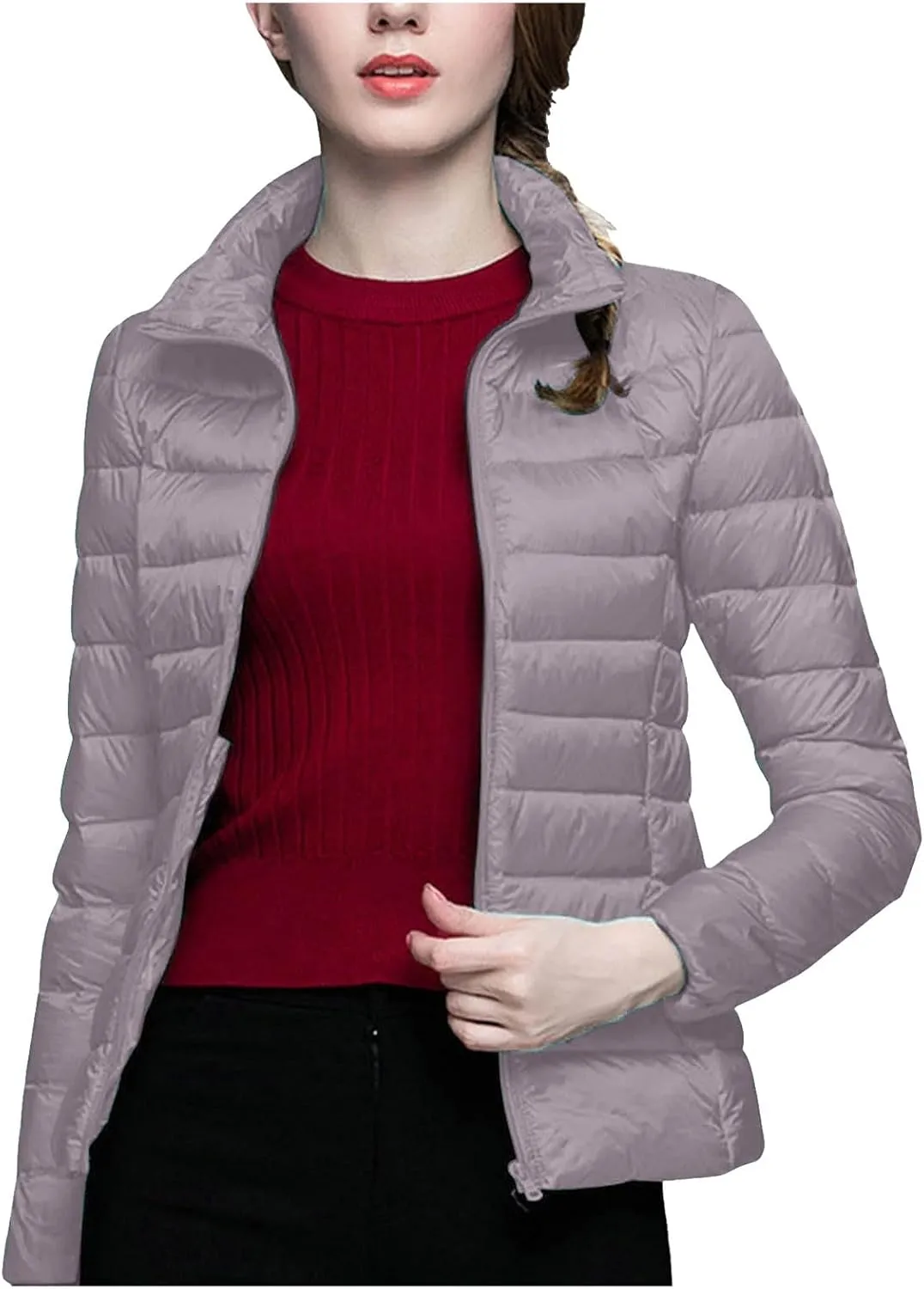 Womens Jackets Fall Packable Puffer Jacket Women Down Puffy Coat with Hood Zip Warm Bubble Coats Short 2024 Winter