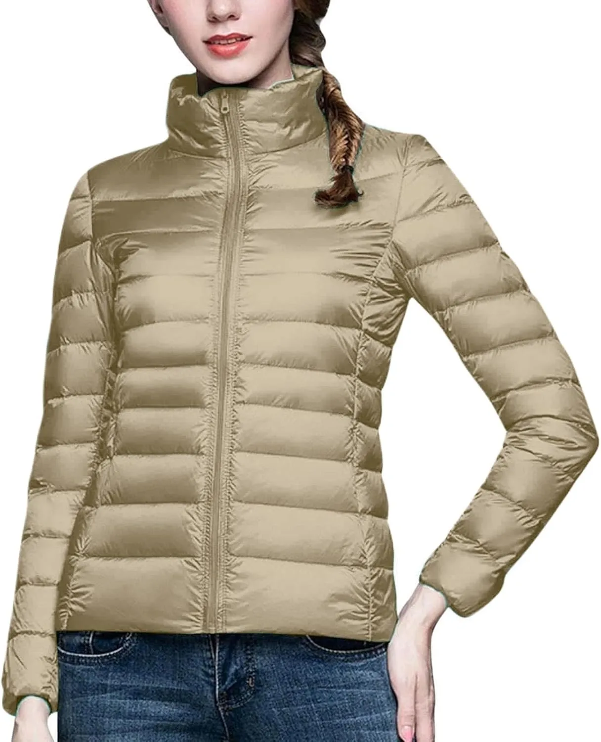 Womens Jackets Fall Packable Puffer Jacket Women Down Puffy Coat with Hood Zip Warm Bubble Coats Short 2024 Winter