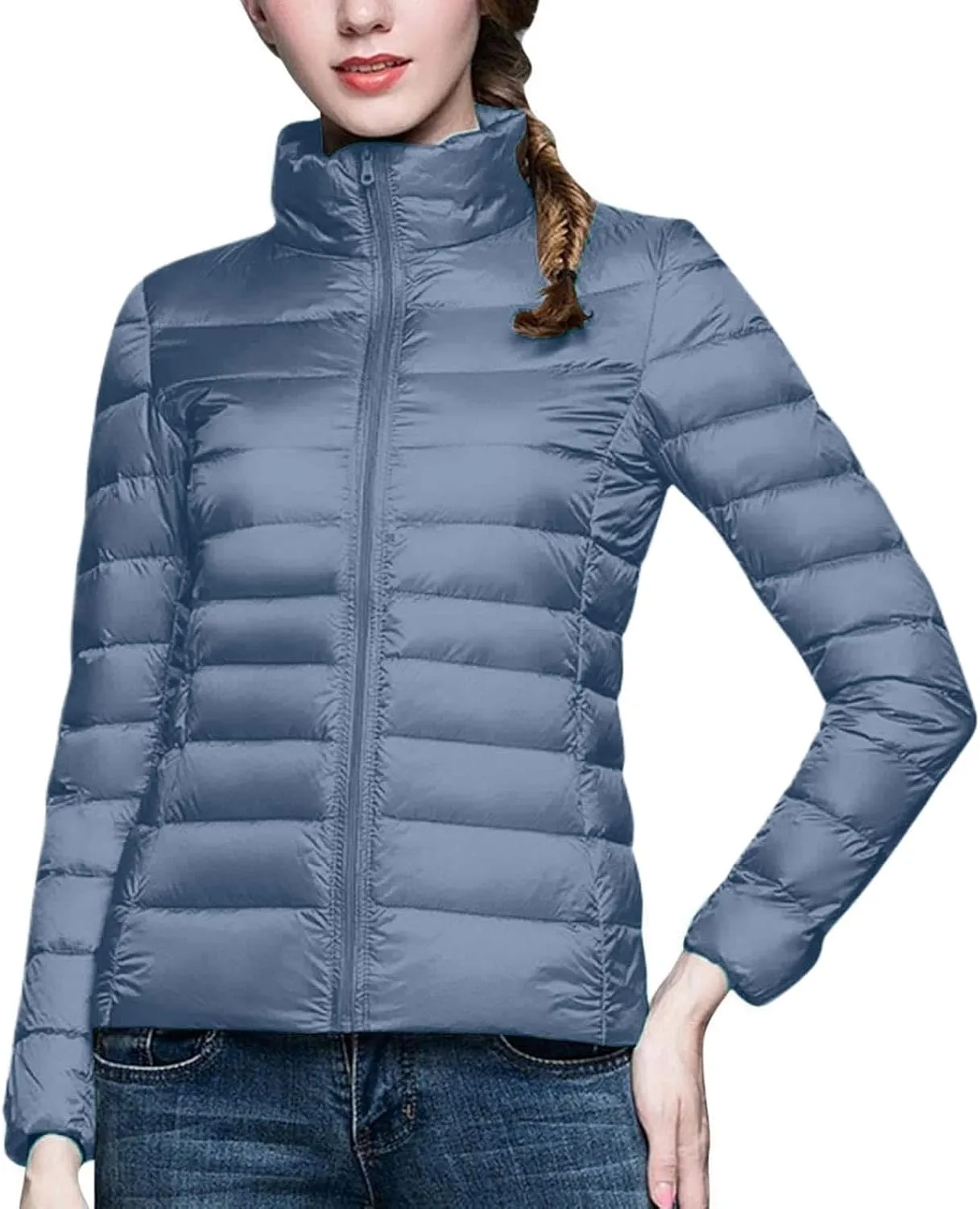 Womens Jackets Fall Packable Puffer Jacket Women Down Puffy Coat with Hood Zip Warm Bubble Coats Short 2024 Winter