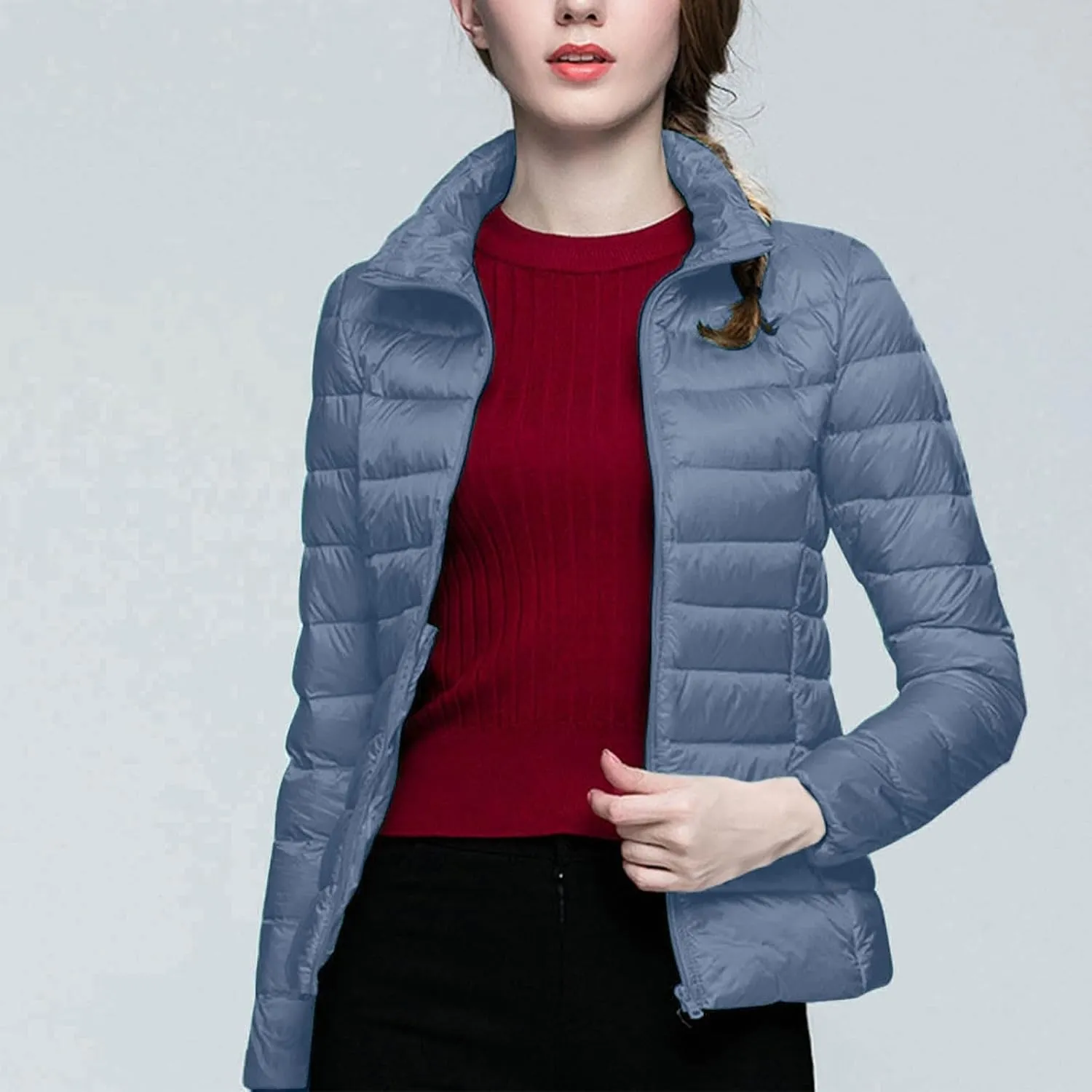 Womens Jackets Fall Packable Puffer Jacket Women Down Puffy Coat with Hood Zip Warm Bubble Coats Short 2024 Winter