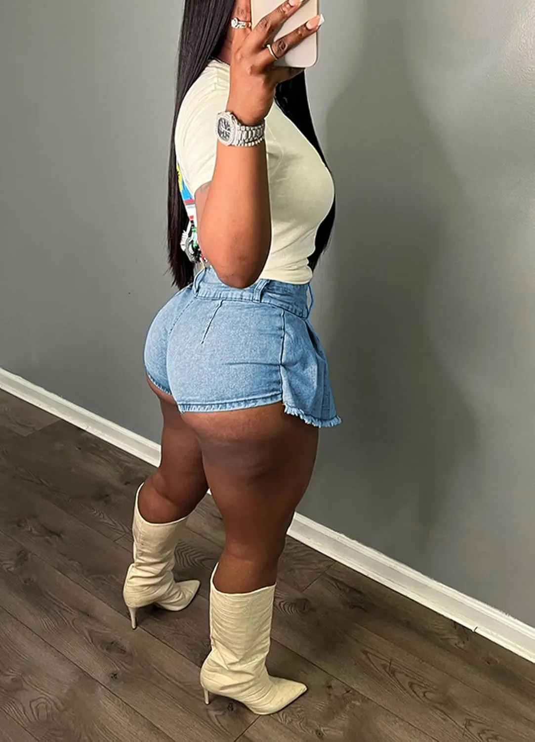 Womens Jean Cargo Skirt Skorts High Waist Stretchy Button Bodycon Y2K Pockets Denim Mini Skirt Shorts