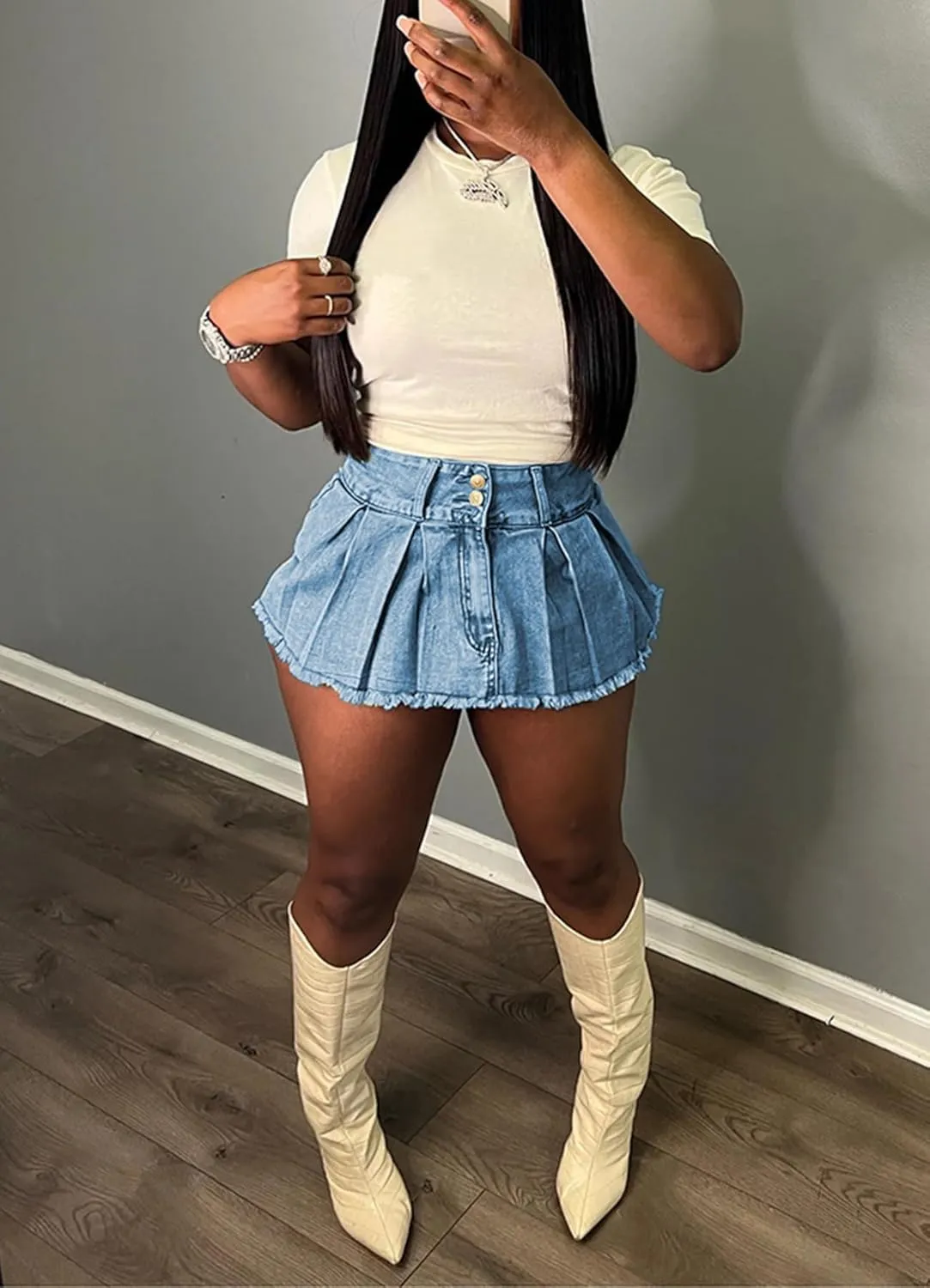 Womens Jean Cargo Skirt Skorts High Waist Stretchy Button Bodycon Y2K Pockets Denim Mini Skirt Shorts
