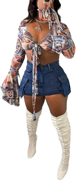Womens Jean Cargo Skirt Skorts High Waist Stretchy Button Bodycon Y2K Pockets Denim Mini Skirt Shorts