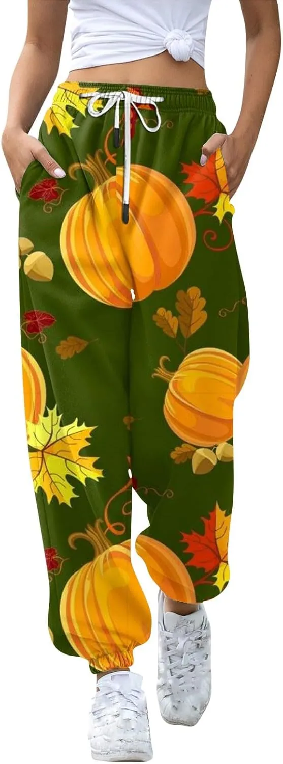 Womens Joggers with Pockets Fleece Lined Sweatpants Wide Straight Leg Pants Skeleton Print Plus Size Y2k Lounge Pants