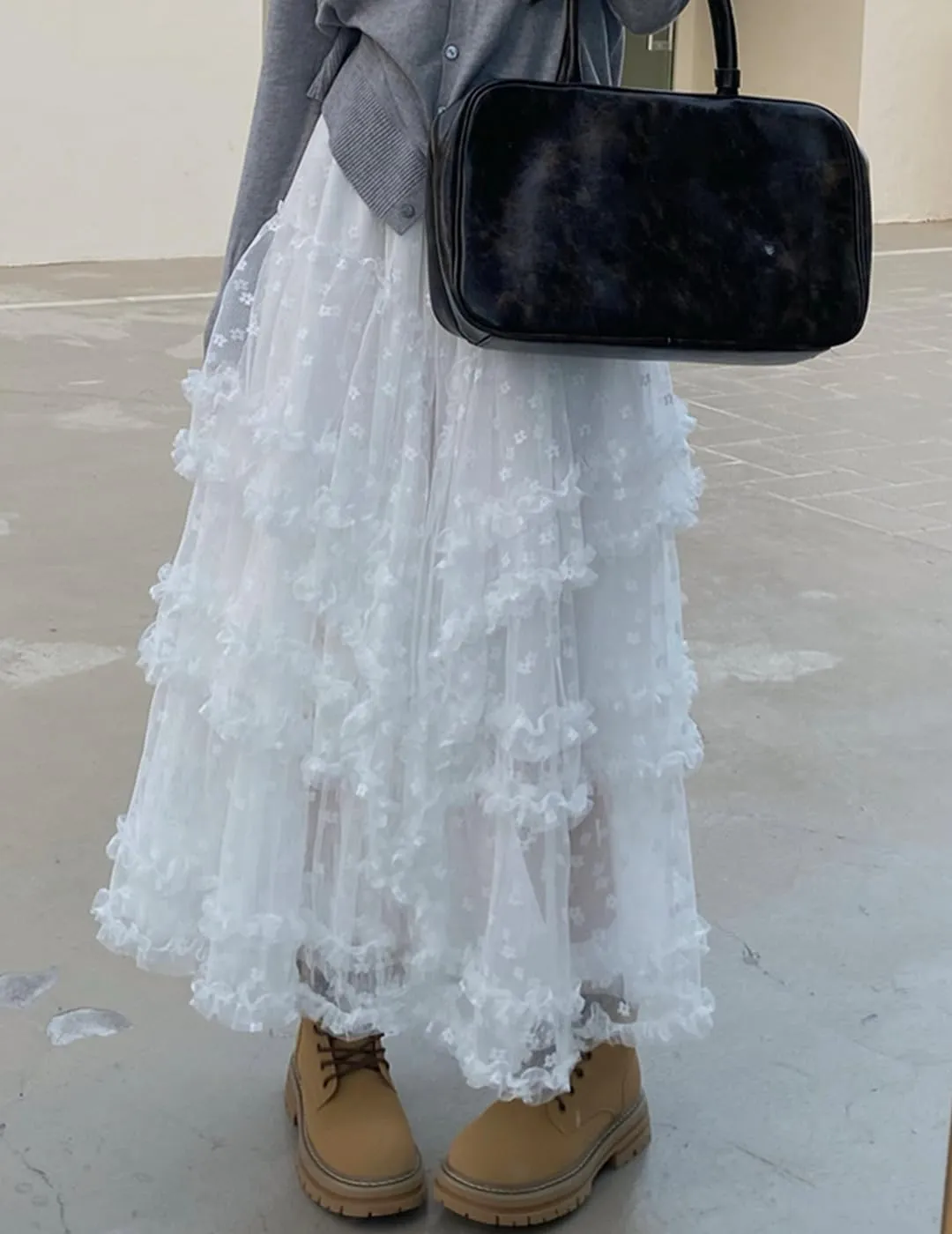 Women's Lace Skirt A-line Puffy Cake Long Tutu Skirts