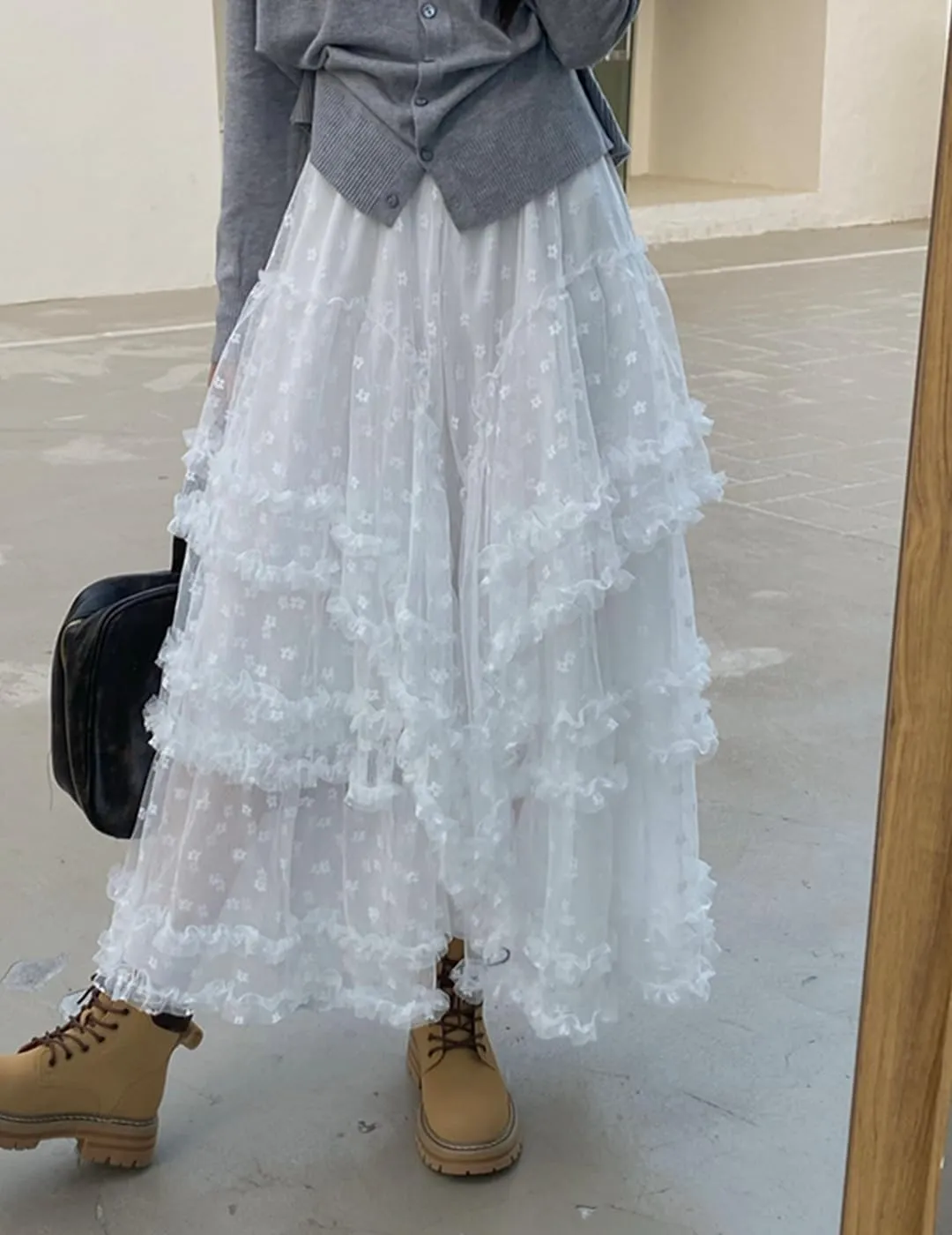 Women's Lace Skirt A-line Puffy Cake Long Tutu Skirts