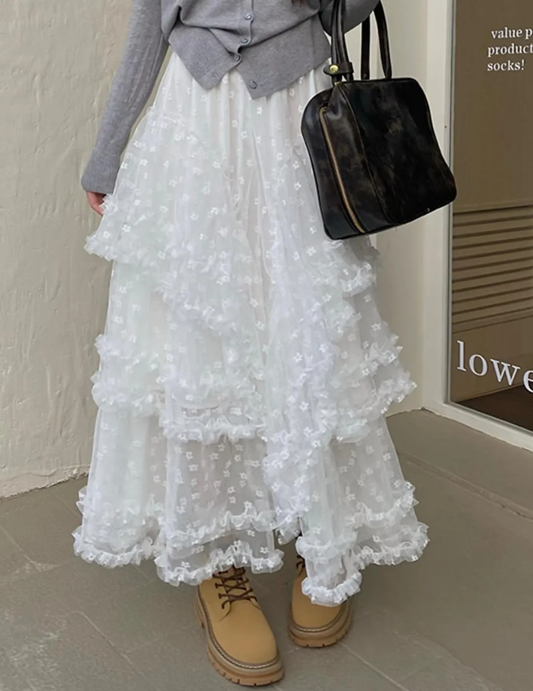 Women's Lace Skirt A-line Puffy Cake Long Tutu Skirts