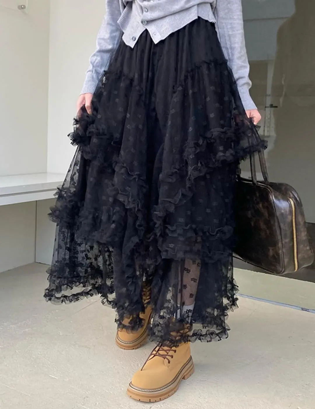 Women's Lace Skirt A-line Puffy Cake Long Tutu Skirts