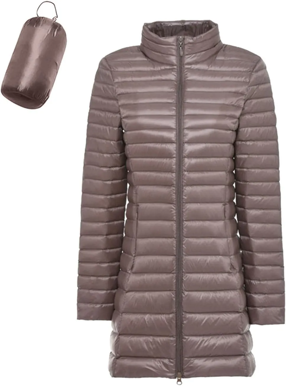 Women's Lightweight Packable Down Jacket Quilted Puffer Coat with Stand Collar
