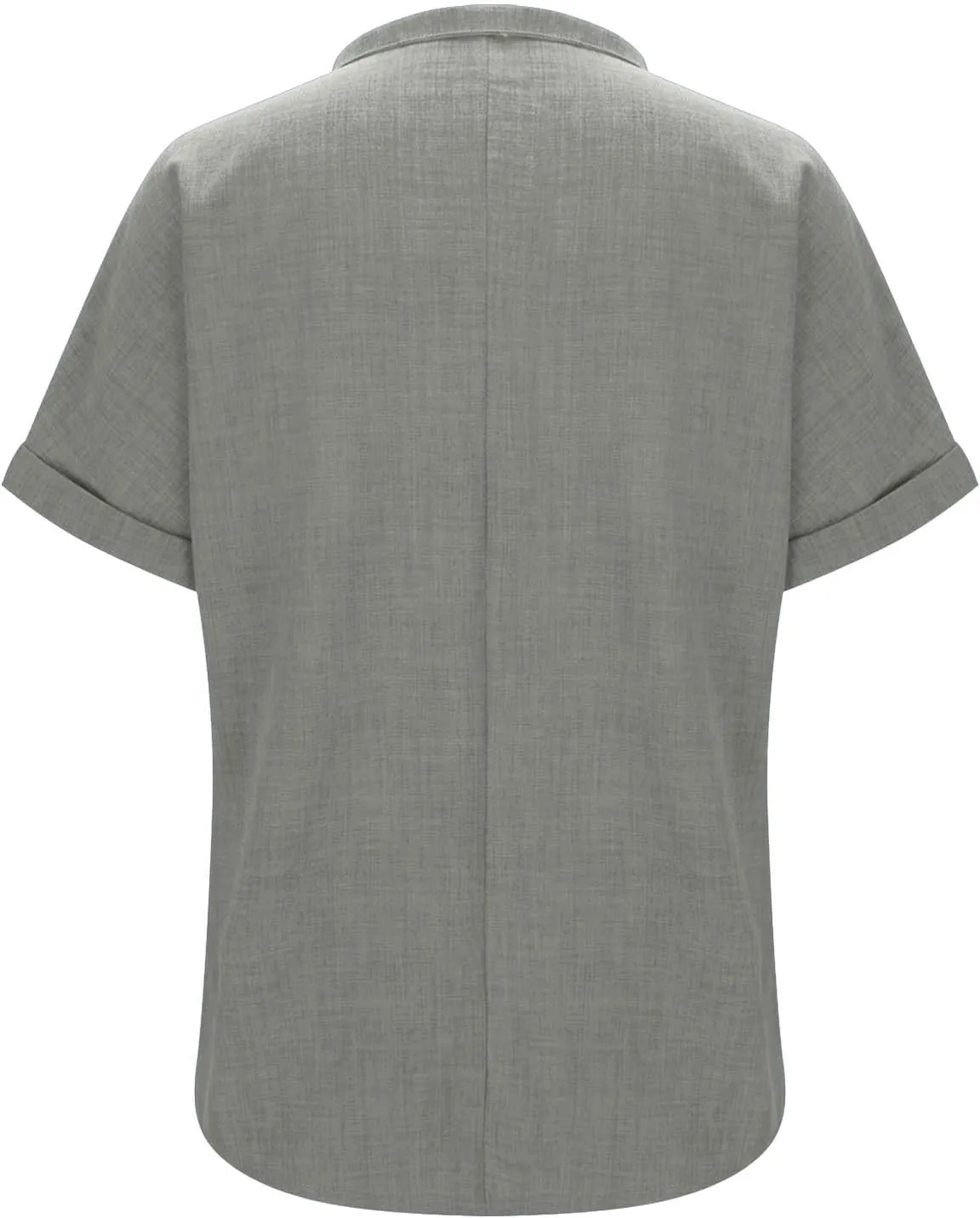 Women's Linen Shirts Short Sleeve Summer Tops V Neck Casual Blouses Loose Fit Tunic Tops Comfy Tshirts Cruise Wear
