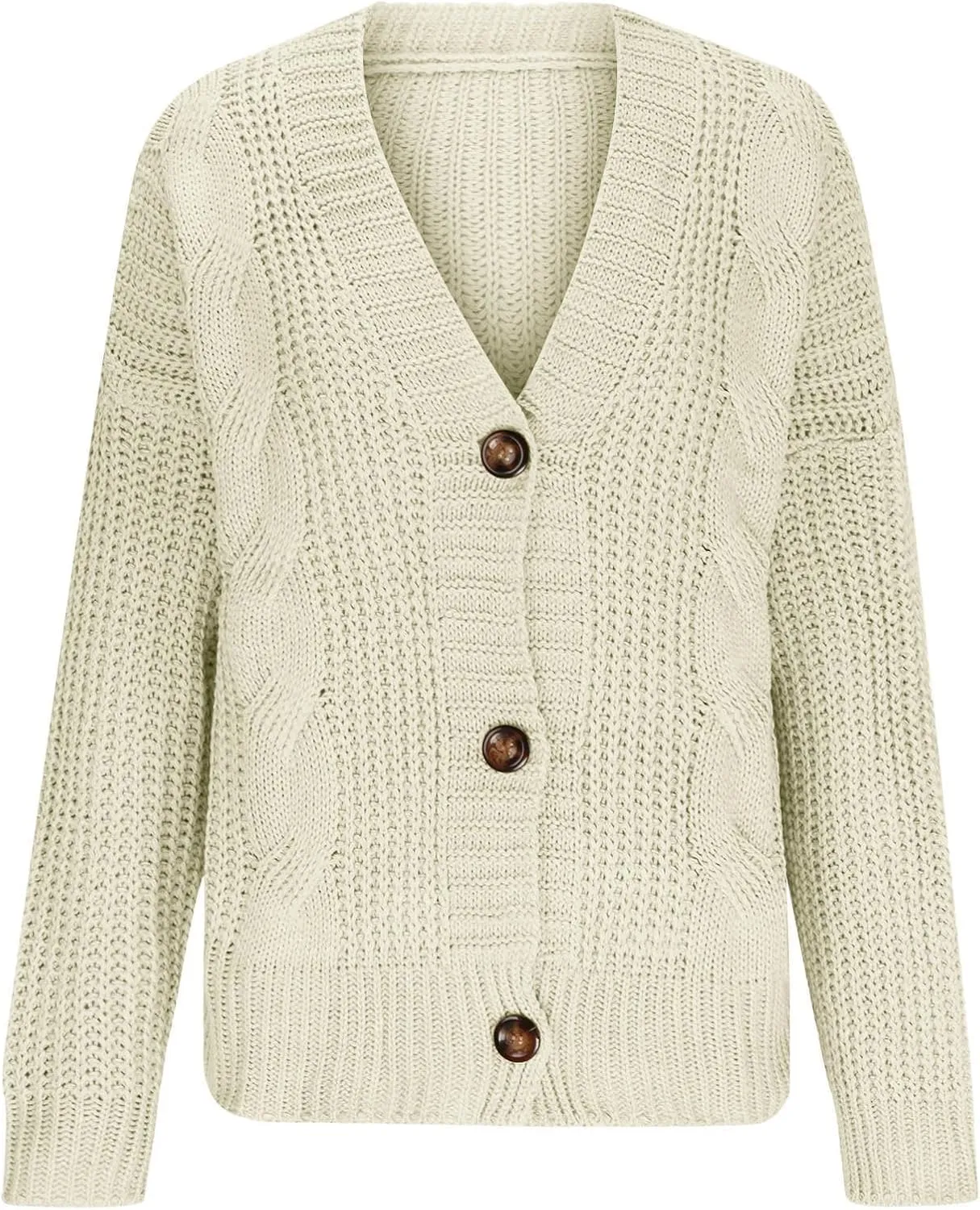 Womens Long Sleeve Cardigans Button Down Chunky Knit Sweaters Casual V Neck Shirts Loose Fit Jumpers Winter Coats