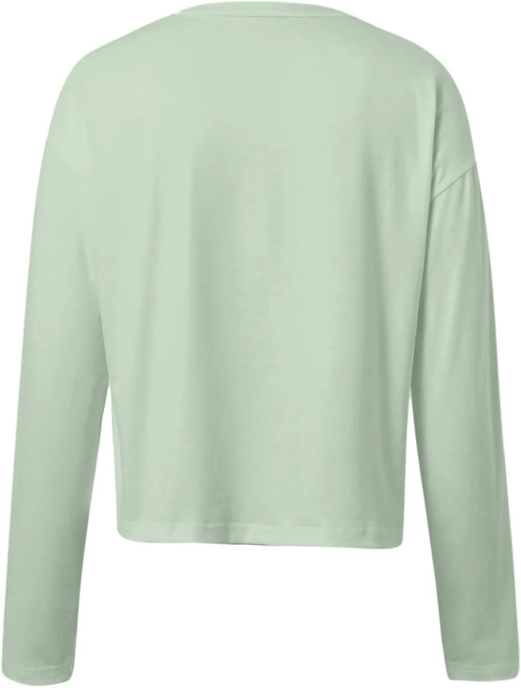 Womens Long Sleeve Cropped T-Shirts Round Neck Drop Shoulder Crop Sweatshirts Solid Casual Crop Tops Tees