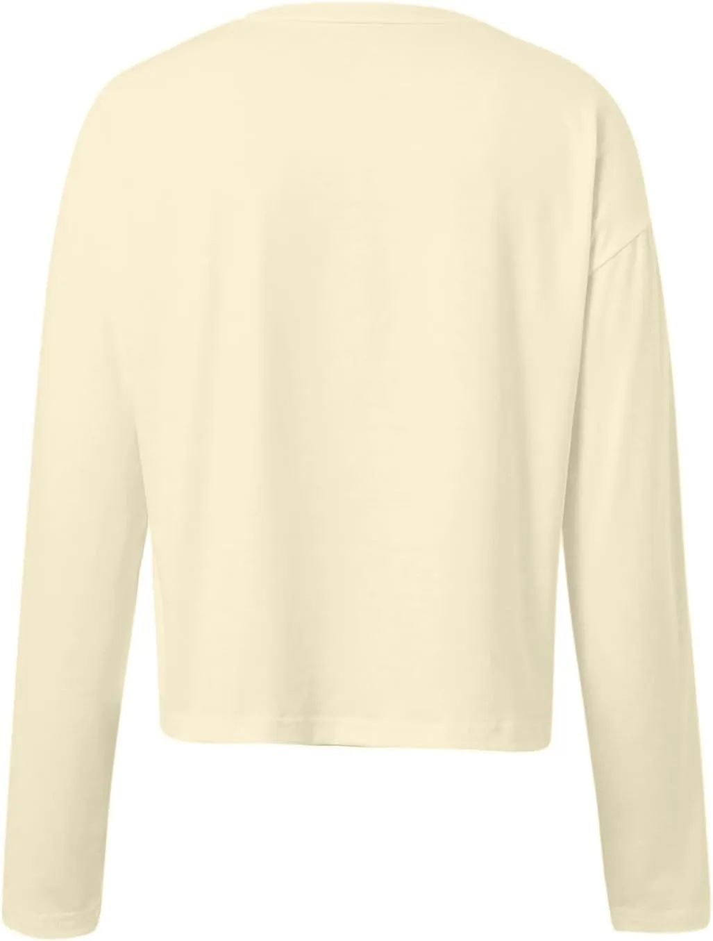 Womens Long Sleeve Cropped T-Shirts Round Neck Drop Shoulder Crop Sweatshirts Solid Casual Crop Tops