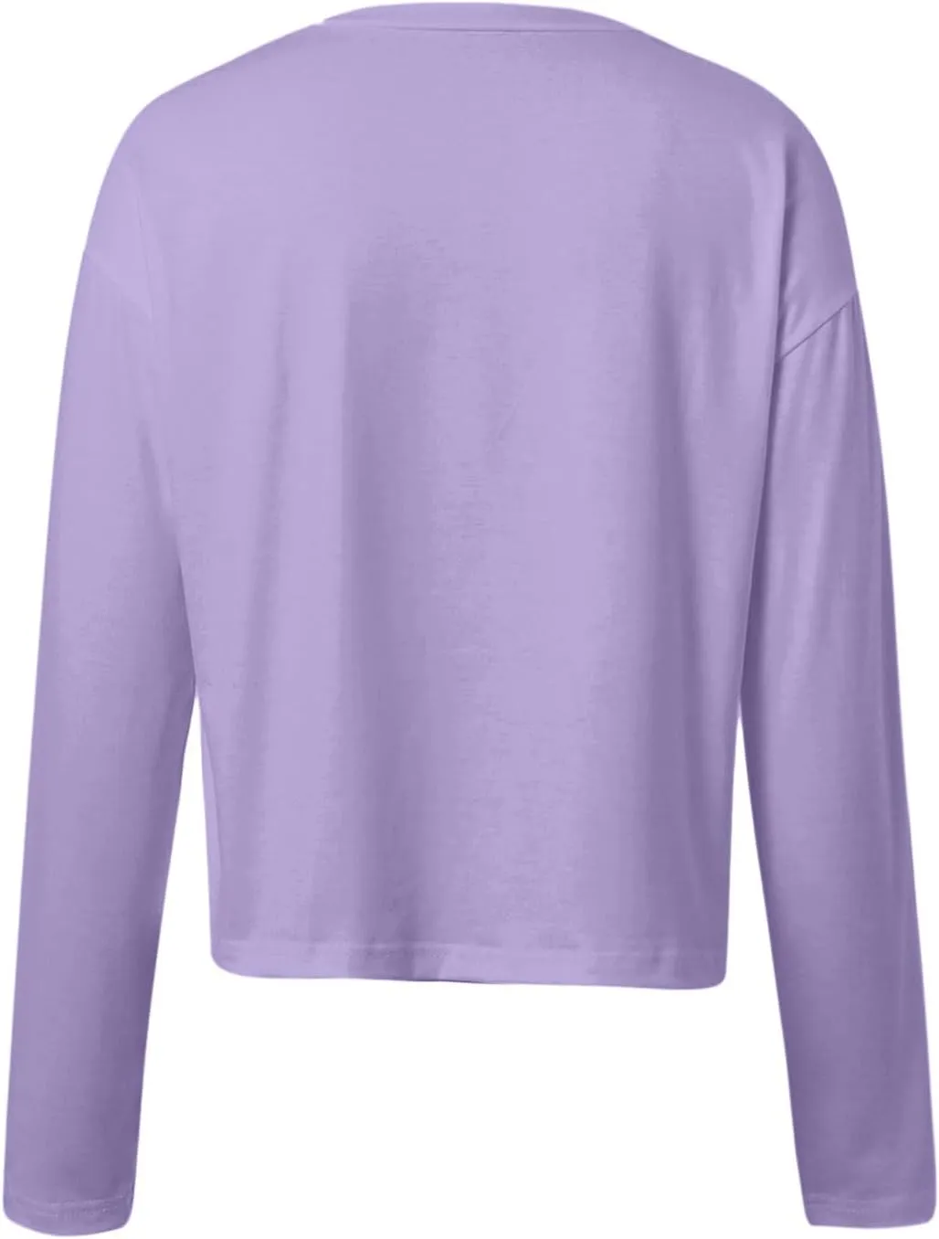 Womens Long Sleeve Cropped T-Shirts Round Neck Drop Shoulder Crop Sweatshirts Solid Casual Crop Tops