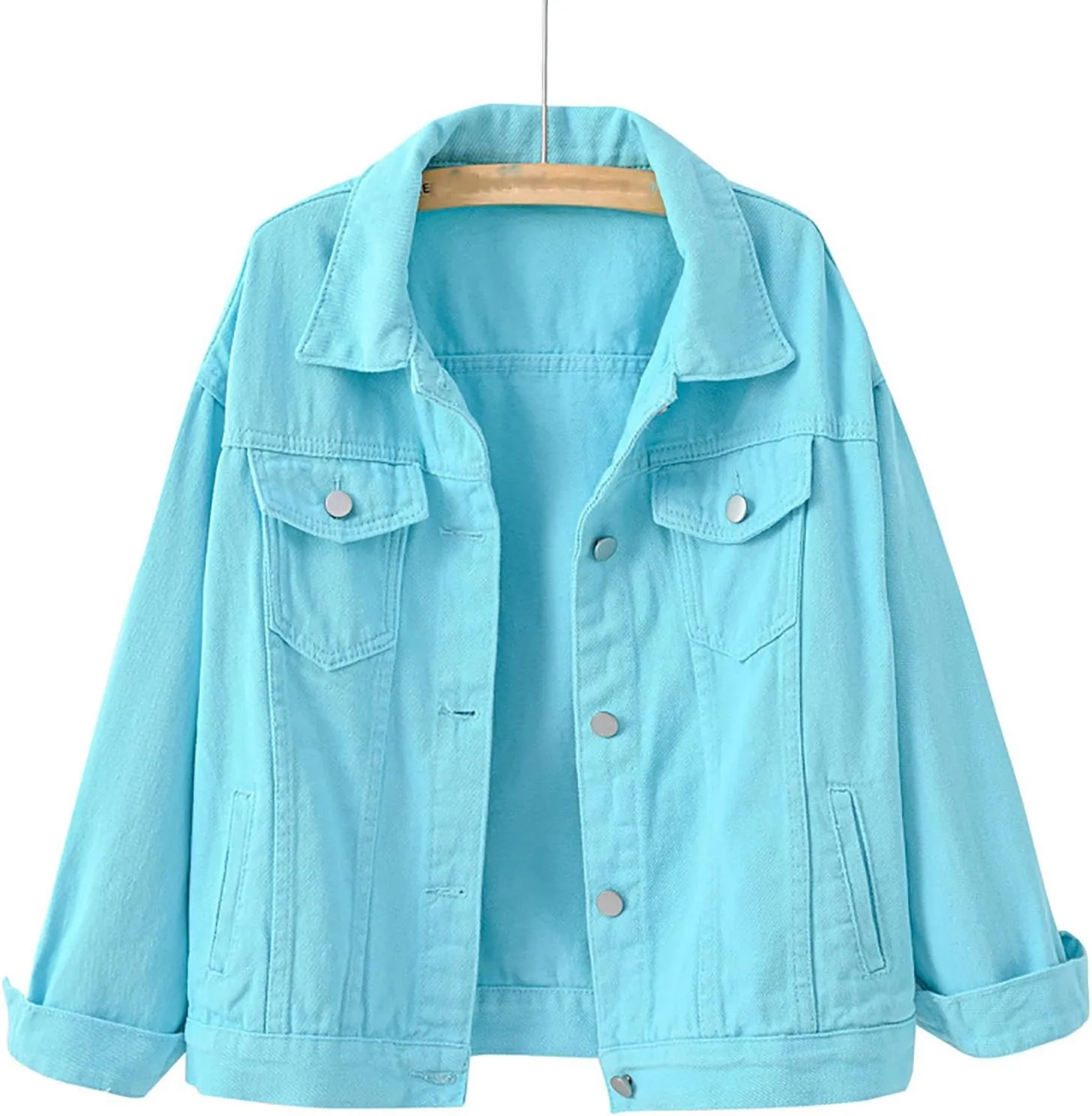 Womens Long Sleeve Denim Jackets Button Down Cropped Trucker Jean Jackets Coats Fashion Y2k Outerwear Fall Outfits