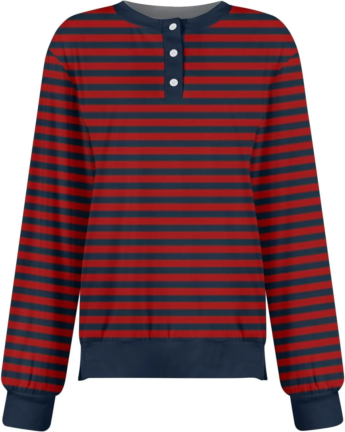 Womens Long Sleeve Tops Casual Color Block Crew Neck T Shirts Loose Fit Striped Oversized Drop Shoulder Blouses