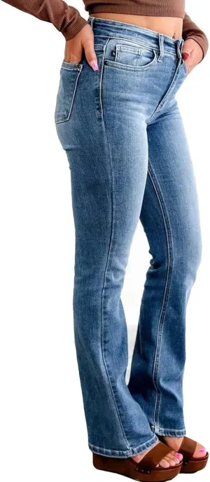 Women's Low Rise Slim Bootcut Jeans Comfort Fit Slim Jeans Straight Leg Jeans Tummy Control Jeans Relaxed Fit Jeans