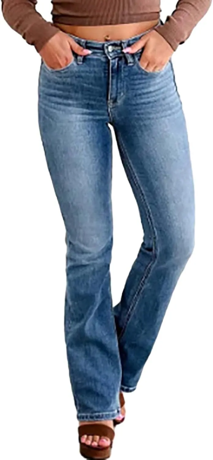 Women's Low Rise Slim Bootcut Jeans Comfort Fit Slim Jeans Straight Leg Jeans Tummy Control Jeans Relaxed Fit Jeans