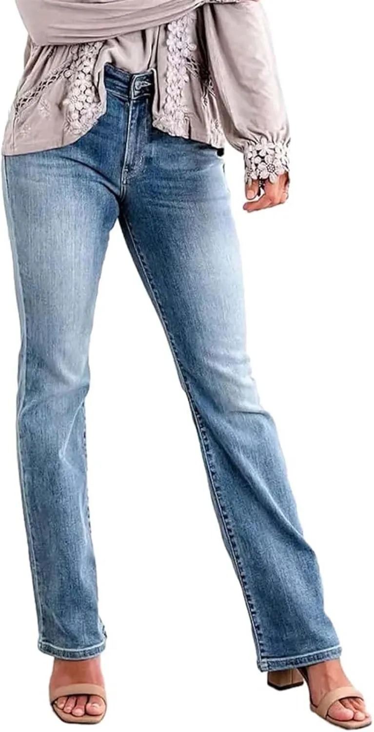 Women's Low Rise Slim Bootcut Jeans Comfort Fit Slim Jeans Straight Leg Jeans Tummy Control Jeans Relaxed Fit Jeans