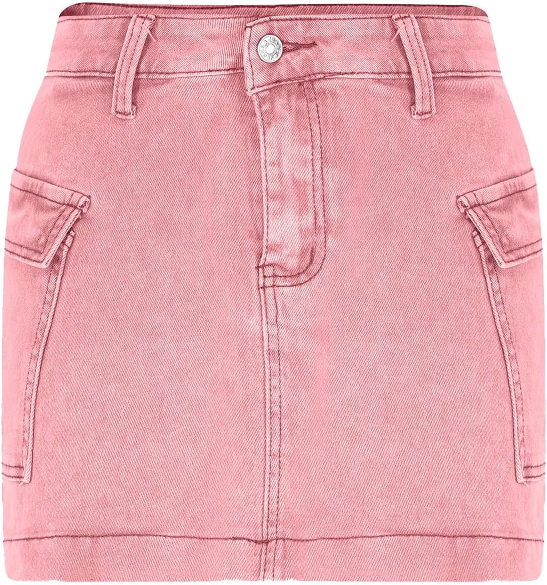 Women's Low Waist Button Bodycon Mini Cargo Denim Skirt with Pocket 2025 Summer Trendy Stretchy Short Pencil Skirts