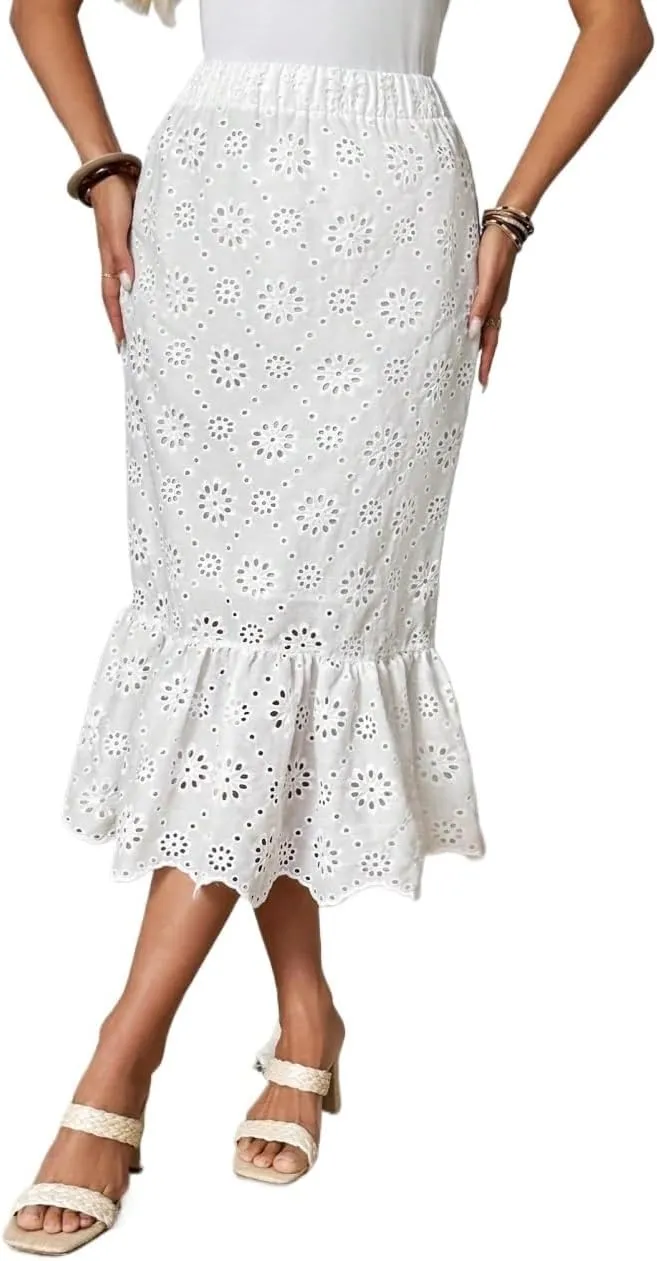 Women's Maxi Skirt Summer Midi Plain Solid A-Line Skirt