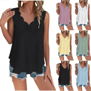 Women's Mesh Tank Tops Fashion V Neck Casual Loose Fit Sleeveless Blouses Vest Summer Breathable Dressy Camisole