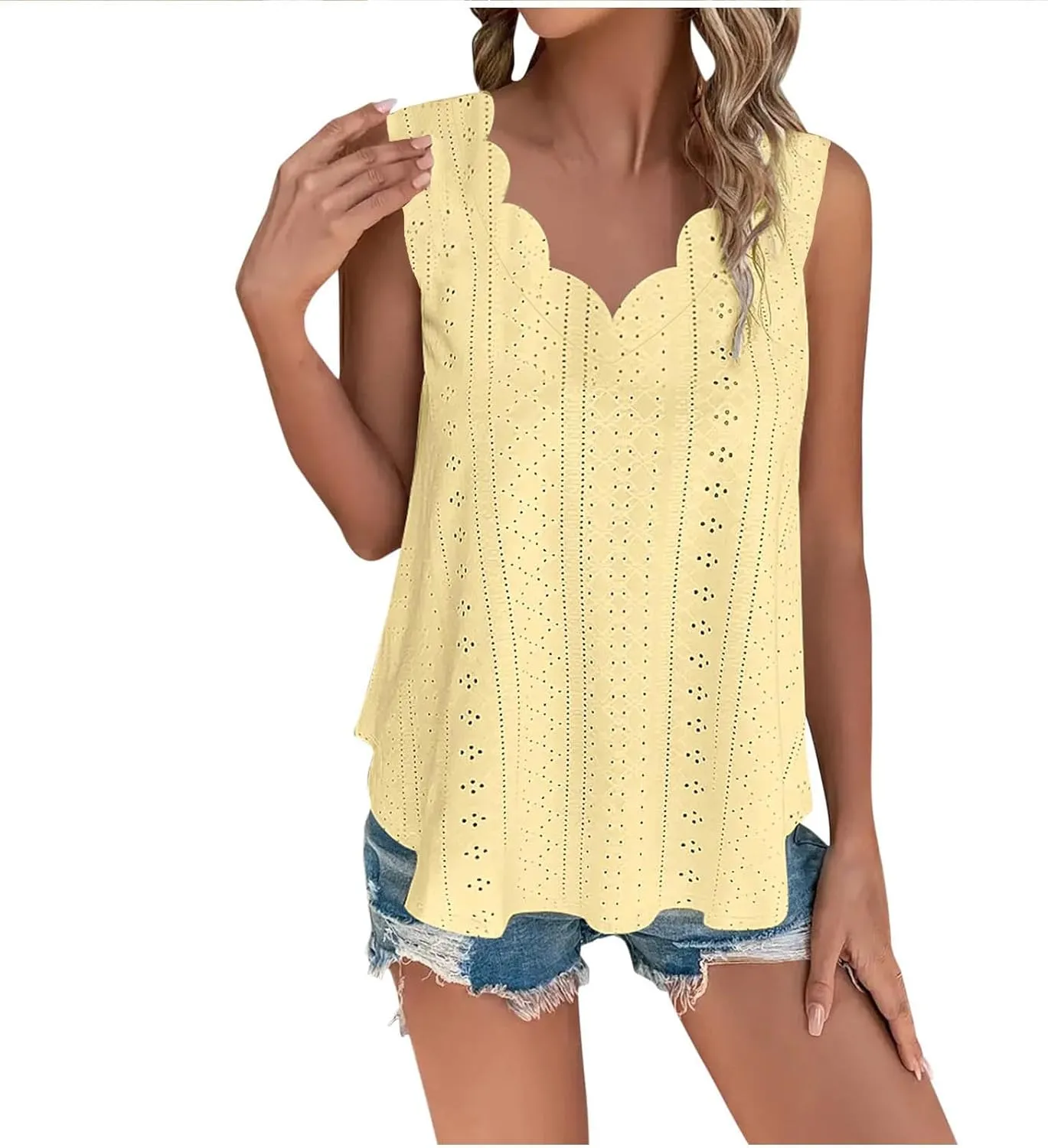 Women's Mesh Tank Tops Fashion V Neck Casual Loose Fit Sleeveless Blouses Vest Summer Breathable Dressy Camisole