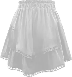 Women's Mini Skirts Vintage Pleated Layered High Waist Hollow Party A-Line Short Skirts