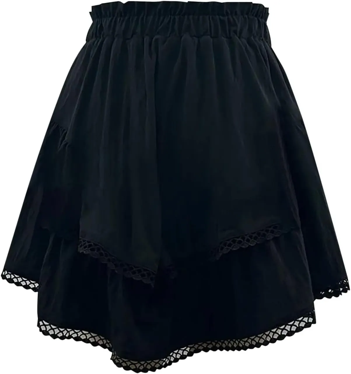 Women's Mini Skirts Vintage Pleated Layered High Waist Hollow Party A-Line Short Skirts