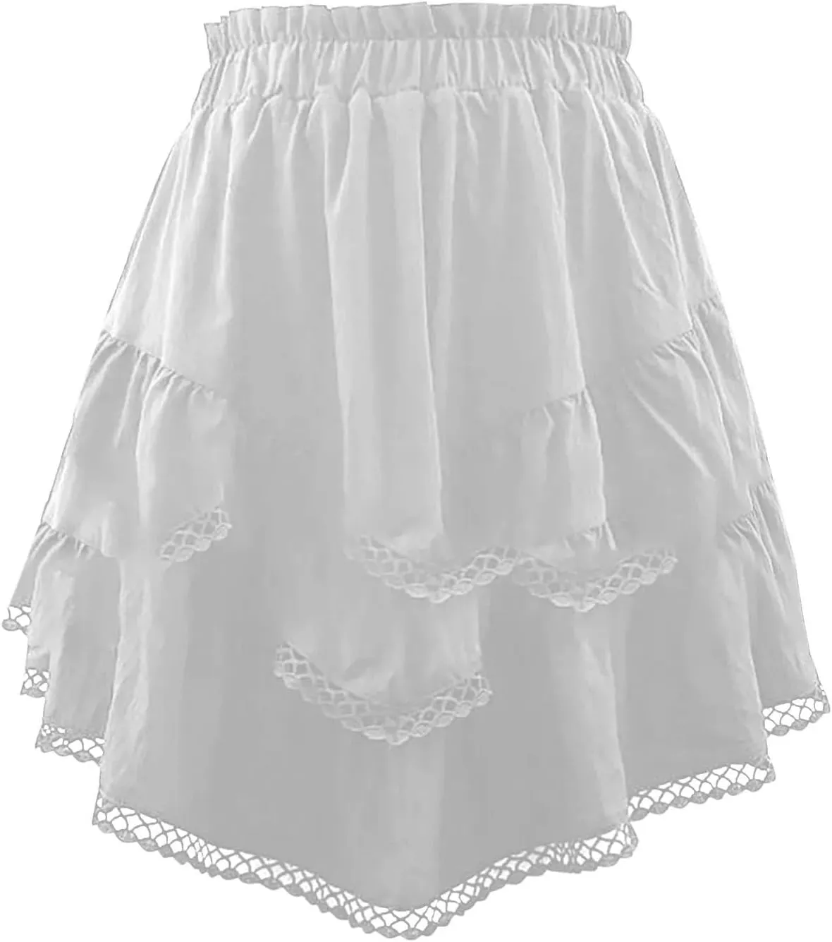 Women's Mini Skirts Vintage Pleated Layered High Waist Hollow Party A-Line Short Skirts