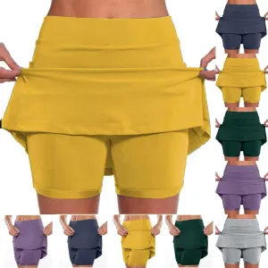 Women's Mini Skort High Waisted Pleated Tennis Skirts with Pockets Tummy Control Casual Golf Inner Shorts Athletic Running